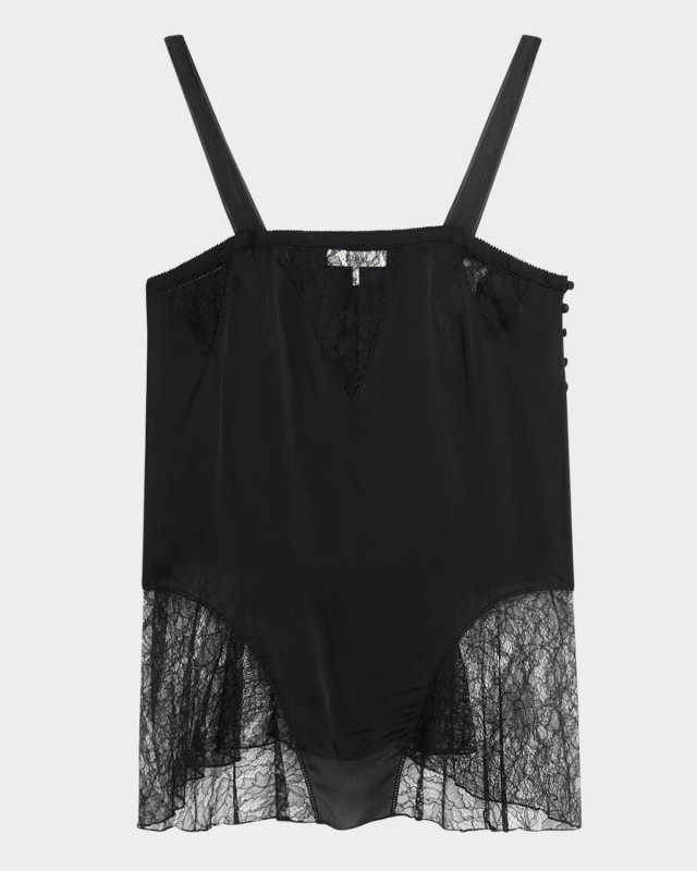 Lace-Inset Silk Cami